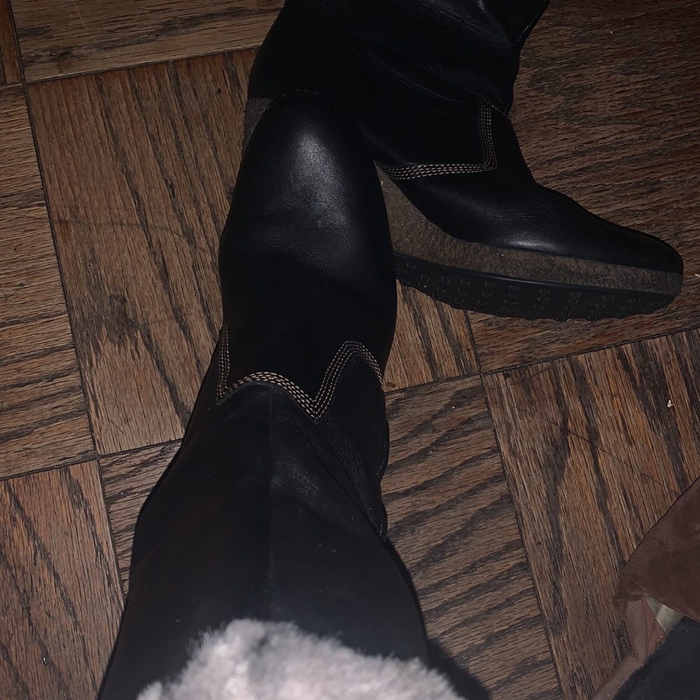 TIMBERLAND PLATFORM WEDGE HIGH BOOTS WITH FUR LEATHER WATERPROOF SIZE 9